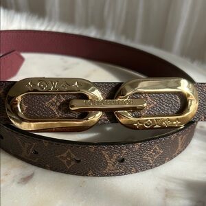 Louis Vuitton Reversible Belt Monogram Gold Buckle 75cm length